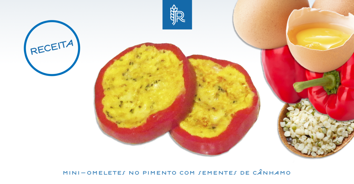 Omeletes no pimento com sementes de cânhamo