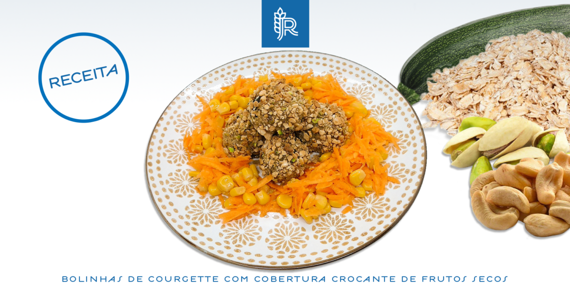 Bolinhas de courgette com cobertura crocante de frutos secos