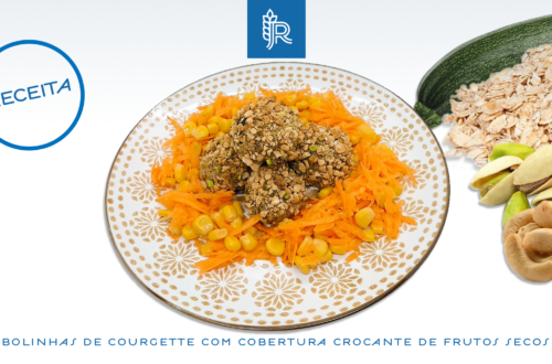 Bolinhas de courgette com cobertura crocante de frutos secos